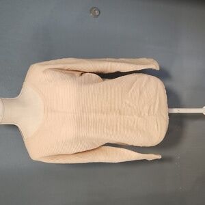 J Crew cream wool blend ribbed waffle knit chunky crew neck sweater